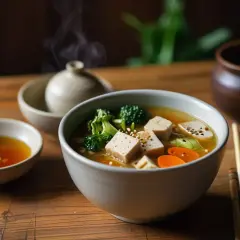 Wegańska zupa miso z tofu i warzywami: Danie inspirowane Azją