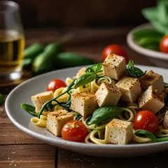 Makaron z tofu i cukinią: Wegański przepis na obiad pełen smaku