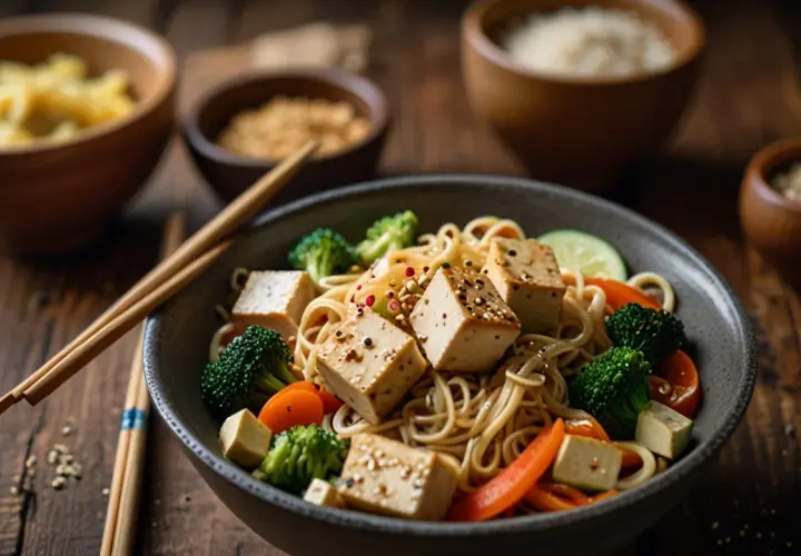 Makaron chiński z tofu: Szybki i zdrowy obiad pełen białka