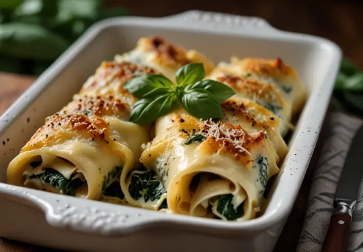Cannelloni ze szpinakiem w sosie beszamelowym: włoski przepis