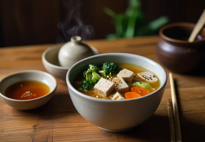 Wegańska zupa miso z tofu i warzywami: Danie inspirowane Azją