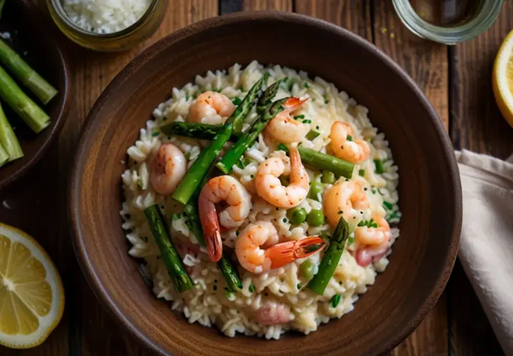 Risotto z krewetkami i szparagami: Szybki przepis na elegancki obiad